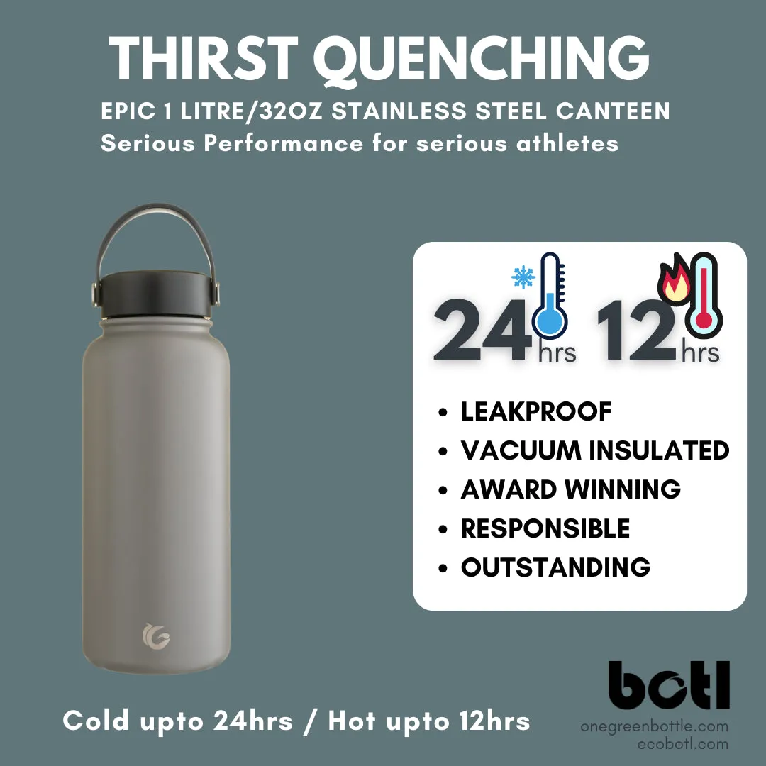 1 Litre One Green Epic Bottle Thermal Canteen - Clay