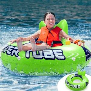 1 Pcs 53'' River Tubes for Floating Heavy Duty Inflatable River Floats for Adults Large Lake Tube Float with 2 Cup Holders & Comfortable Backrest Recreational Pool Water Rafts Holds 300lb