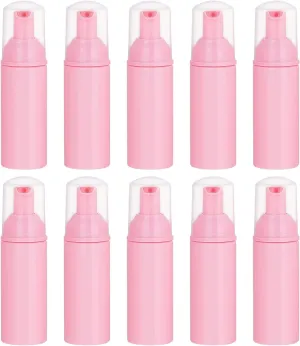 10 PCS Refillable Travel Bottles, 2oz/60 ml Plastic Soap Foam Bottle, Empty Foaming Pump Dispenser, Dispensers for Hand Soap, Lash Cleanser, Shampoo (10 pcs, Pink)