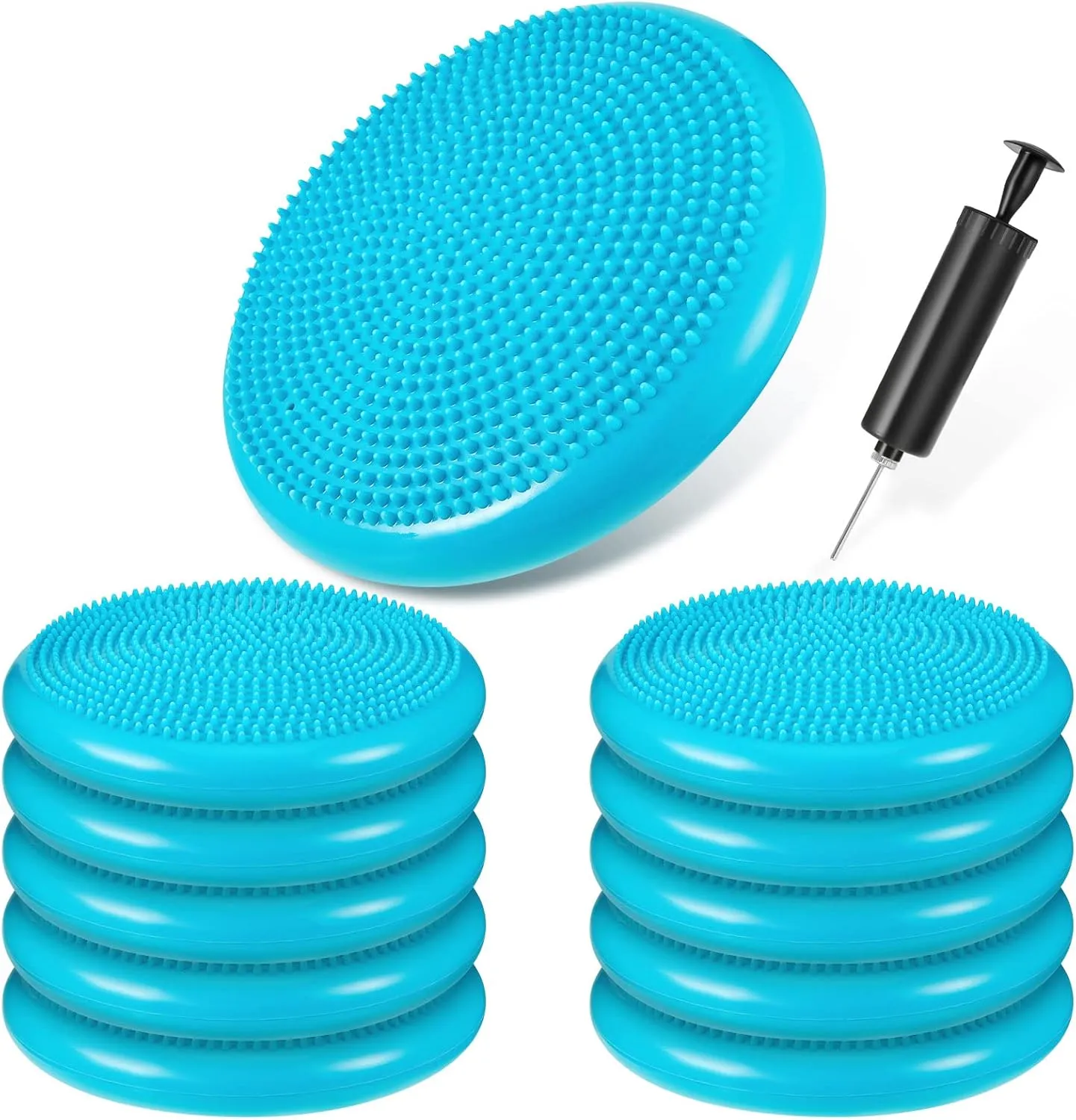 10 Pcs Wobble Cushion Wiggle Seat for Sensory Kid Flexible Seating Promotes Active Learning Improves Student Productivity Stability Inflated Balance Disc Pad with Air Pump for Classroom