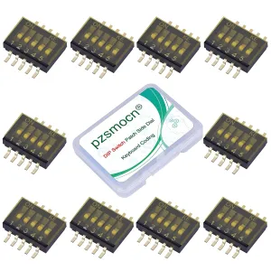 10 Pieces 5 Positions/10 Pins Double Row 1.27mm Pitch Black Horizontal Toggle DIP Switch SMT Patch Copper Sheet Gold Plated High Temperature Resistant Film for PCB Mount Electronic Projects.