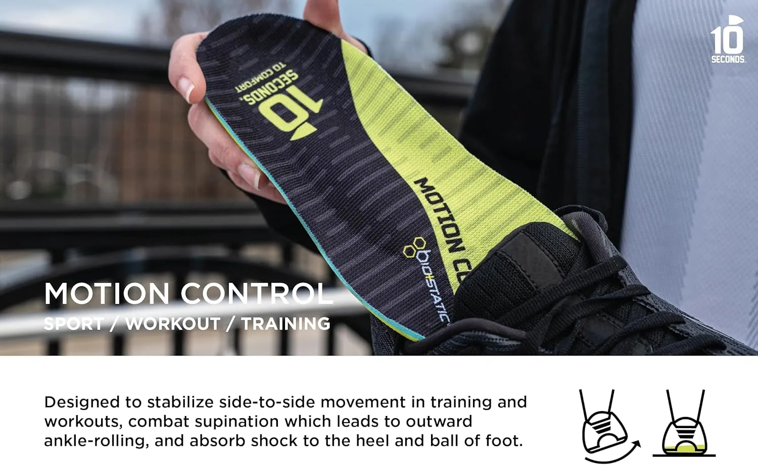 10 Seconds 3210 Motion Control Insoles, M 9, W 11
