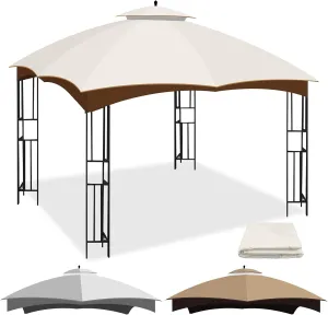 10 x 12 Replacement Gazebo Canopy Top for Lowe's Allen Roth Gazebo, Double-Tier Gazebo Roof Cover with Air Vent,Heavy Duty Canopy Roof Gazebo Top 10X12 Gazebo Cover (Beige)