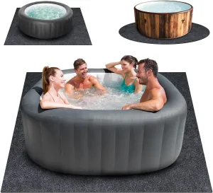 100 * 100 Inch Hot Tub Mat, Extra Large Inflatable Hot Tub Pad Outdoor Indoor, Waterproof Slip-Proof Backing, Absorbent Spa Pool Ground Base Flooring Protector Mat, Protect Hot Tub Pool from Wear
