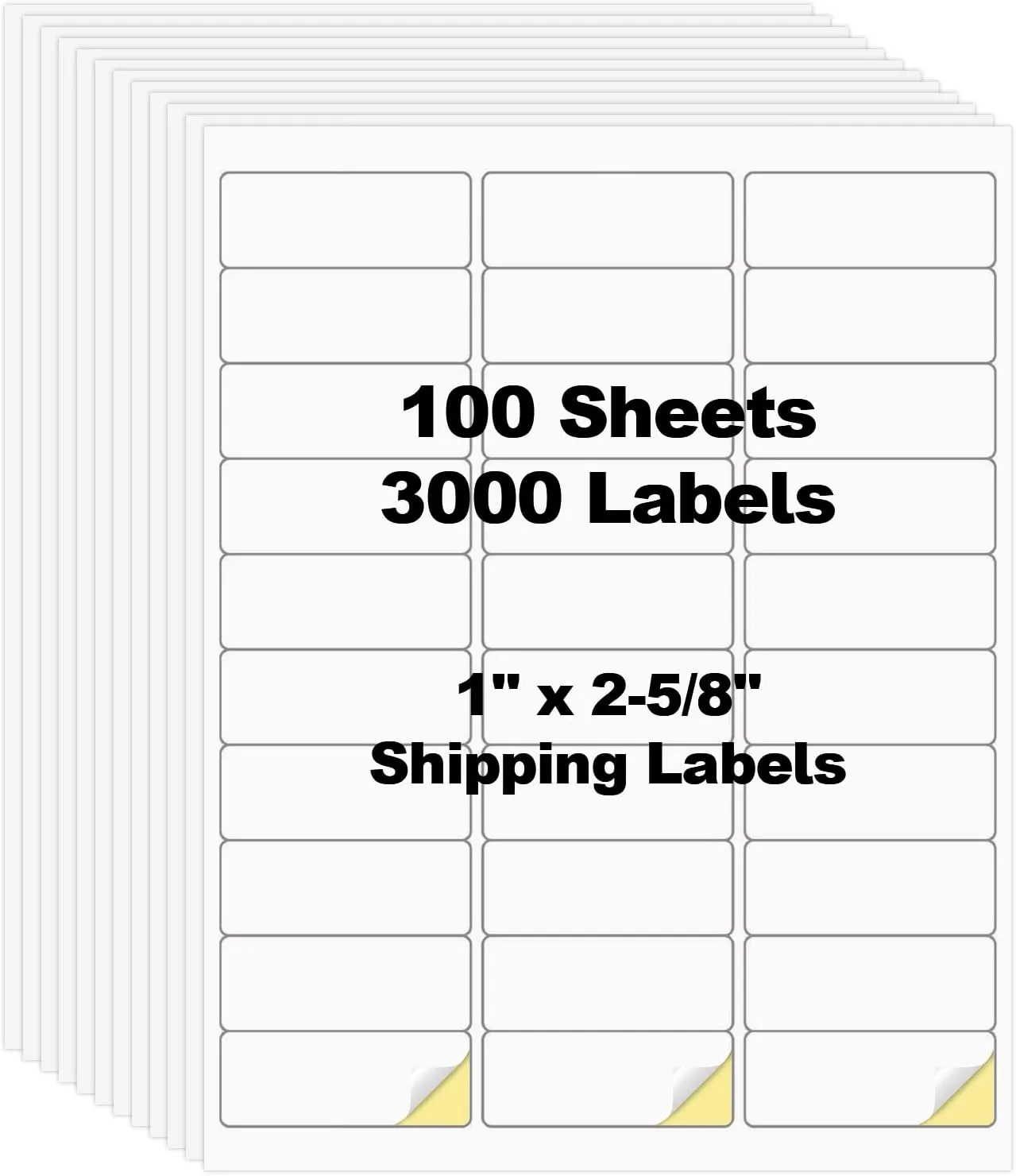 100 Sheets 3000 Pcs 30 Up 1" x2-5/8 Shipping Address Barcode Labels for Laser & Inkjet Printers, 1x2.625 on US Letter, 30 per Sheet Return Address Labels, 30 per Page