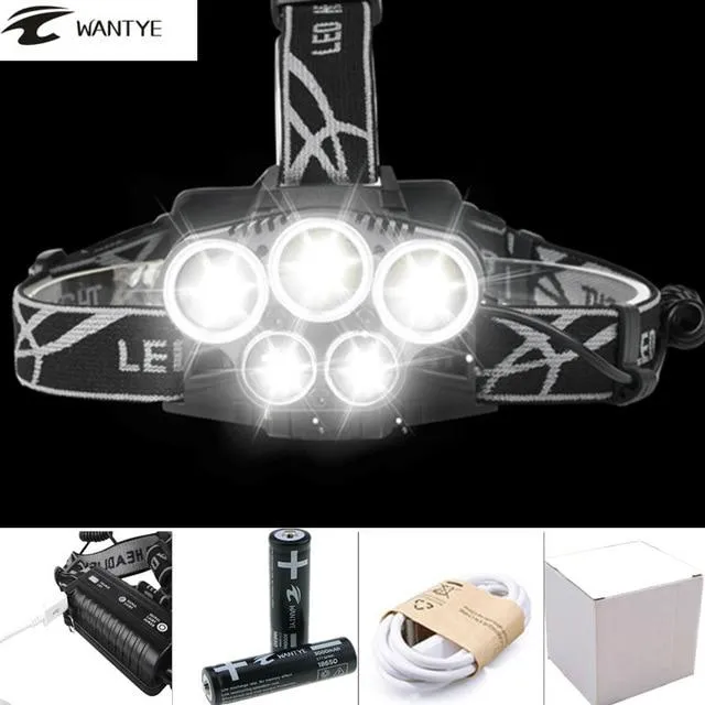 10000lm USB LED Headlamp 3 XML T6 2LED Headlight Head lamp Rechargeable 18650 battery light 6Modes Camping Fishing Flashlight