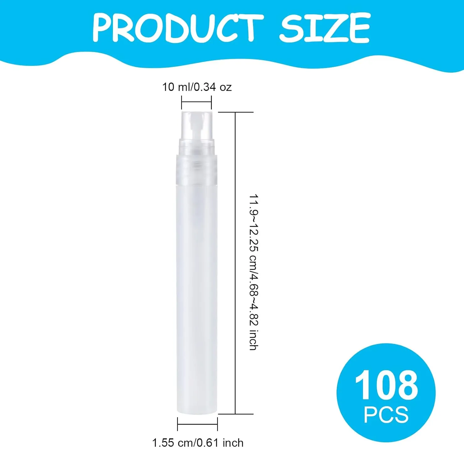 108 Pieces 10 ml Spray Bottles Plastic Perfume Bottles Empty Fine Mist Perfume Bottle for Essential Oils Supplies(Clear)
