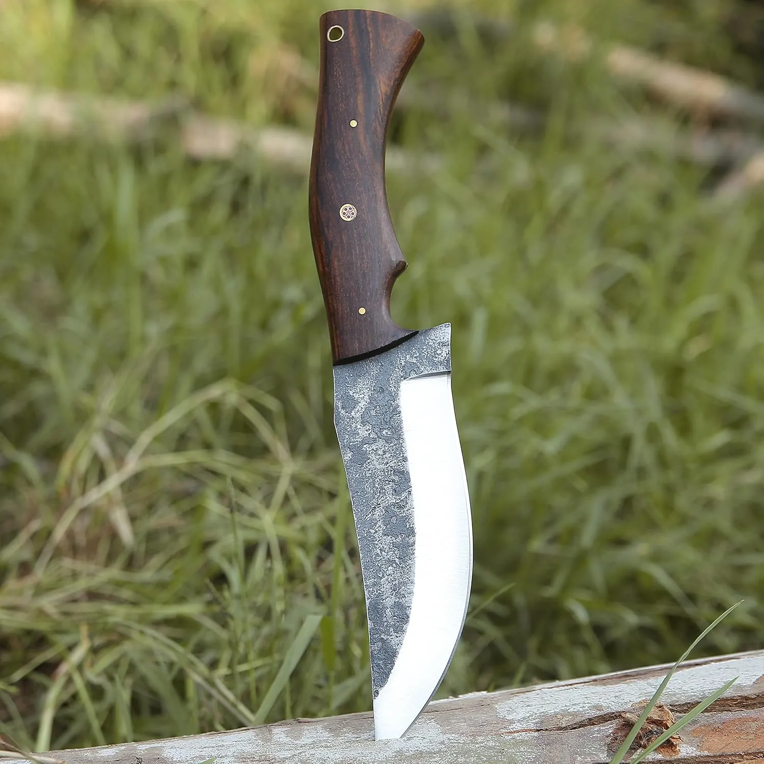 1095 High Carbon Steel Bushcraft Knife Full Tang Hunting Knife with Leather Sheath Handmade 11 Inches Fixed Blade knife Along with Rosewood Handle