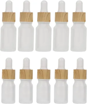 10Pcs Frosted Glass Dropper Bottles for Essential Oils Refillable Essence Liquid Containers with Pipette Caps for Travel and Sample Storage