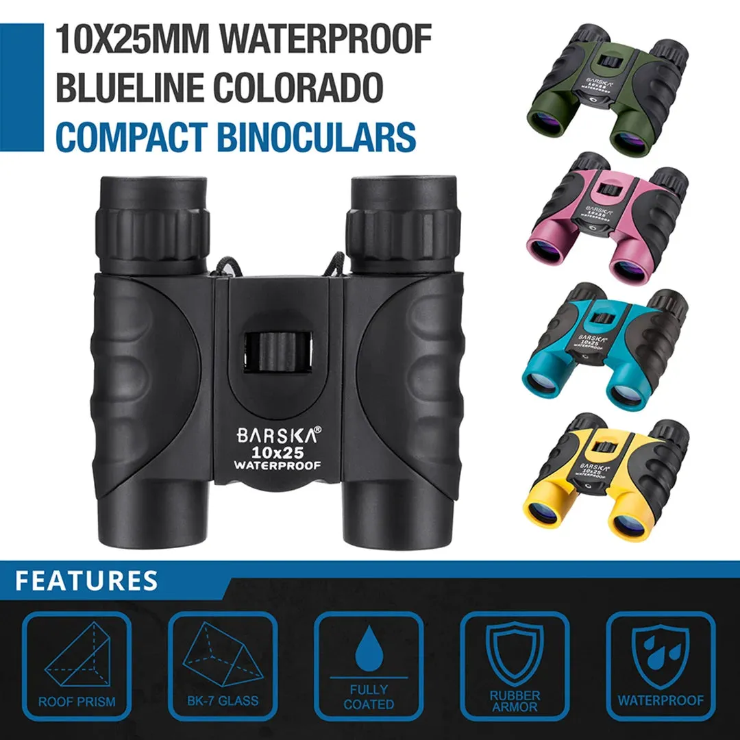 10x25mm Blueline Colorado Compact Waterproof Binoculars, Available in 5 Colors | AB12725, AB12418, AB12726, CO10696