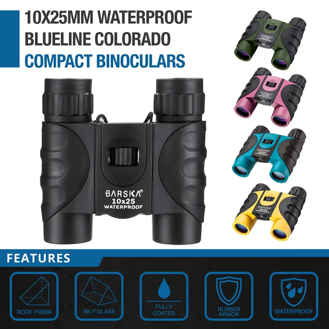 10x25mm Blueline Colorado Compact Waterproof Binoculars, Available in 5 Colors | AB12725, AB12418, AB12726, CO10696