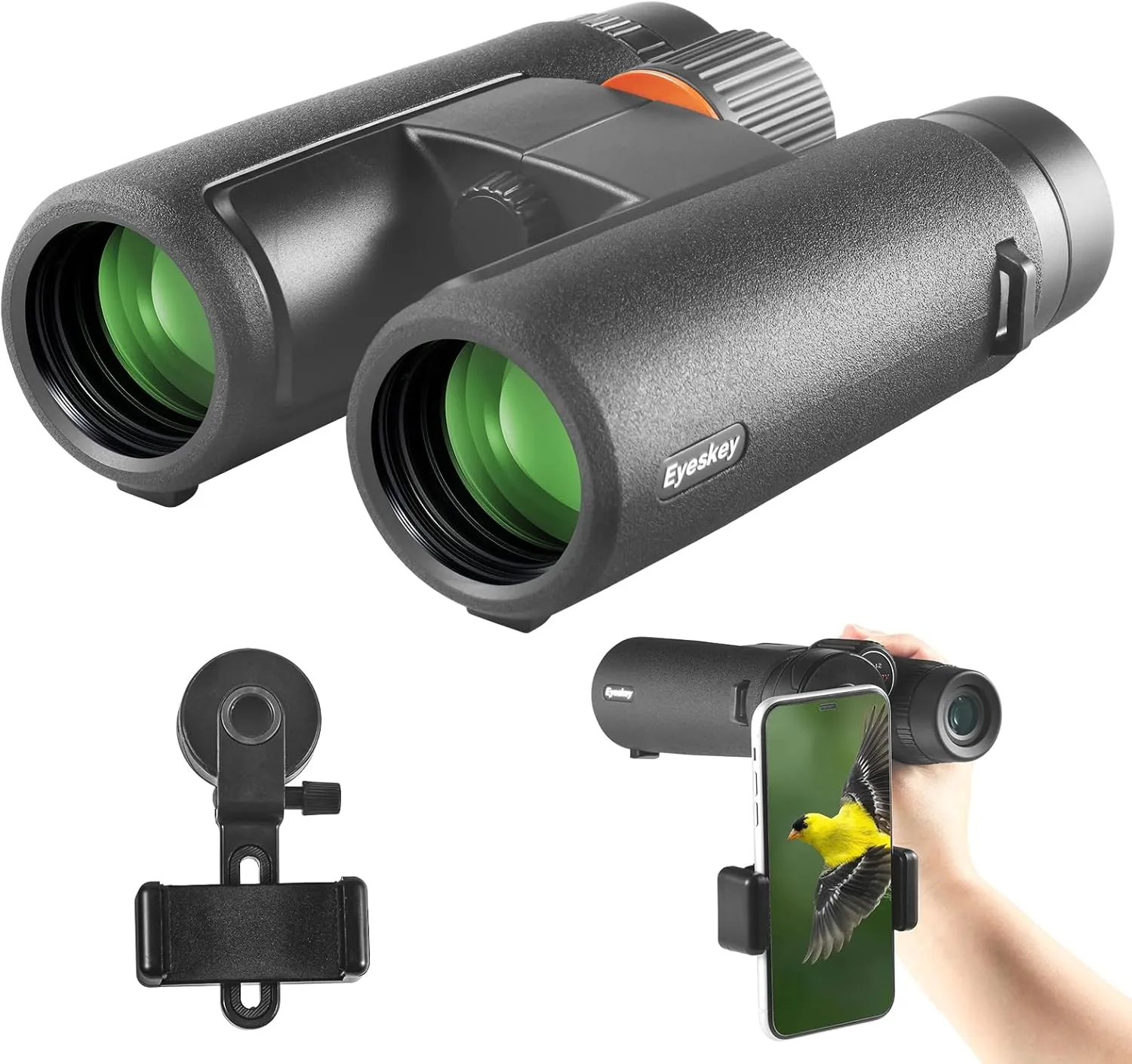 10x42 HD Binoculars for Adults High Powered with Low Light Night Vision – Lightweight Waterproof Binoculars with Smartphone Adapter for Hunting, Bird Watching, Stargazing & Outdoor Travel