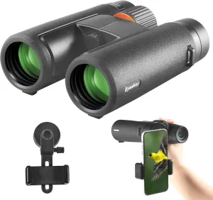 10x42 HD Binoculars for Adults High Powered with Low Light Night Vision – Lightweight Waterproof Binoculars with Smartphone Adapter for Hunting, Bird Watching, Stargazing & Outdoor Travel