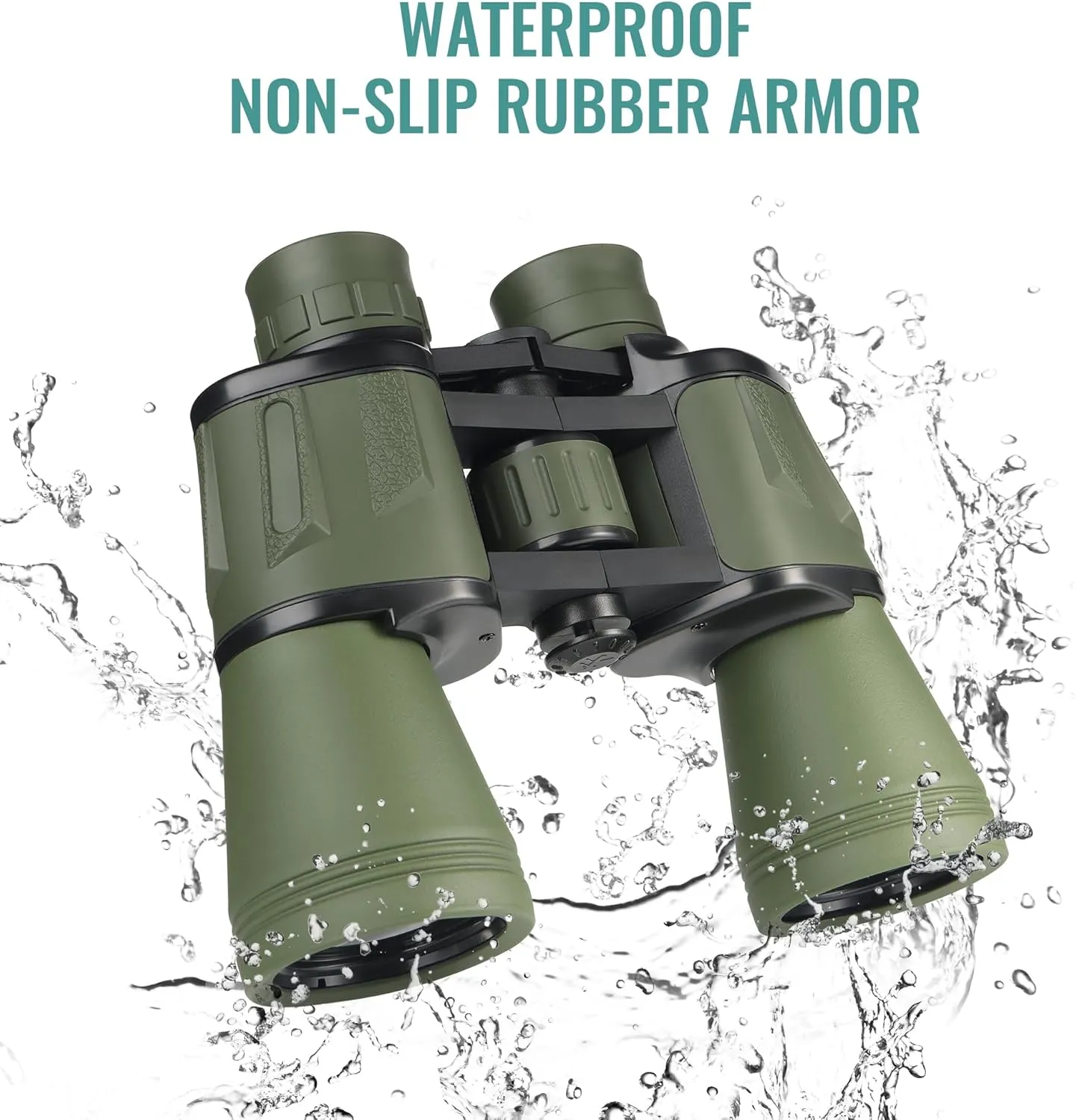 10X50 HD Binoculars for Adults and Kids, Large View Compact Binocular with Clear Low Light Vision, Waterproof/Professional Binoculars for Bird Watching/Outdoor Hunting/Travel (Green)