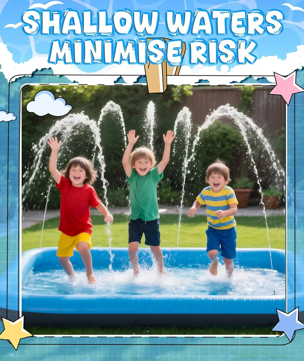 110" Splash Pad for Kids, Outdoor Sprinkler & Inflatable Pool, Extra Large Water Play Mat with Thicker Material for Dogs & Kids, Summer Backyard Fun for Toddlers & Families