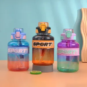 1.1L Sports Water Bottle – Leak-Proof Gym Jug with Straw & Carry Strap