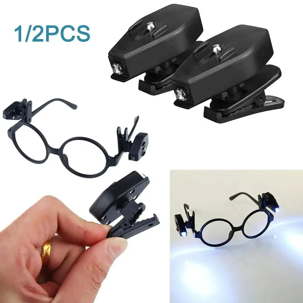 1/2pc Glasses Clip Light Mini LED Flashlight Glasses Fishing Emergency Clip Fishing Camping Light Hiking Outdoor Light P3N9