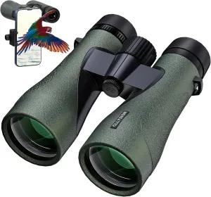 12X50 Professional Binoculars for Adults High Power with Phone Adapter, HD Binoculars with BaK4 prisms, Super Bright Lightweight & Waterproof Binocular Perfect for Bird Watching, Hunting, Stargazing