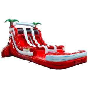 15ft Crimson Bay Dual Lane Center Climb Inflatable Water Slide