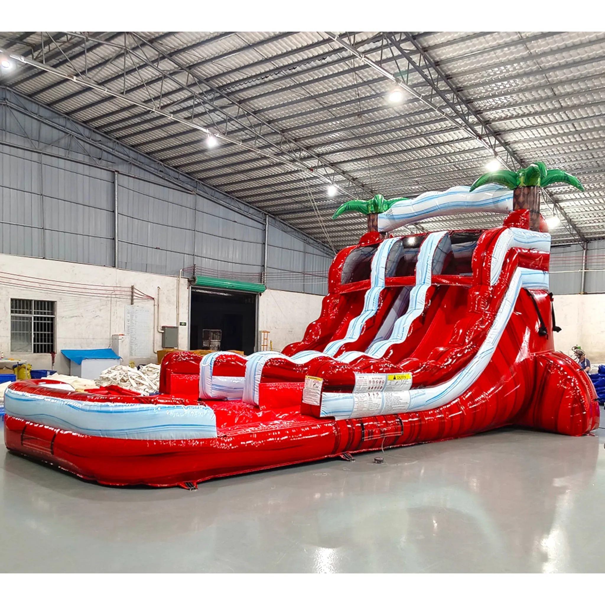 15ft Crimson Bay Dual Lane Center Climb Inflatable Water Slide