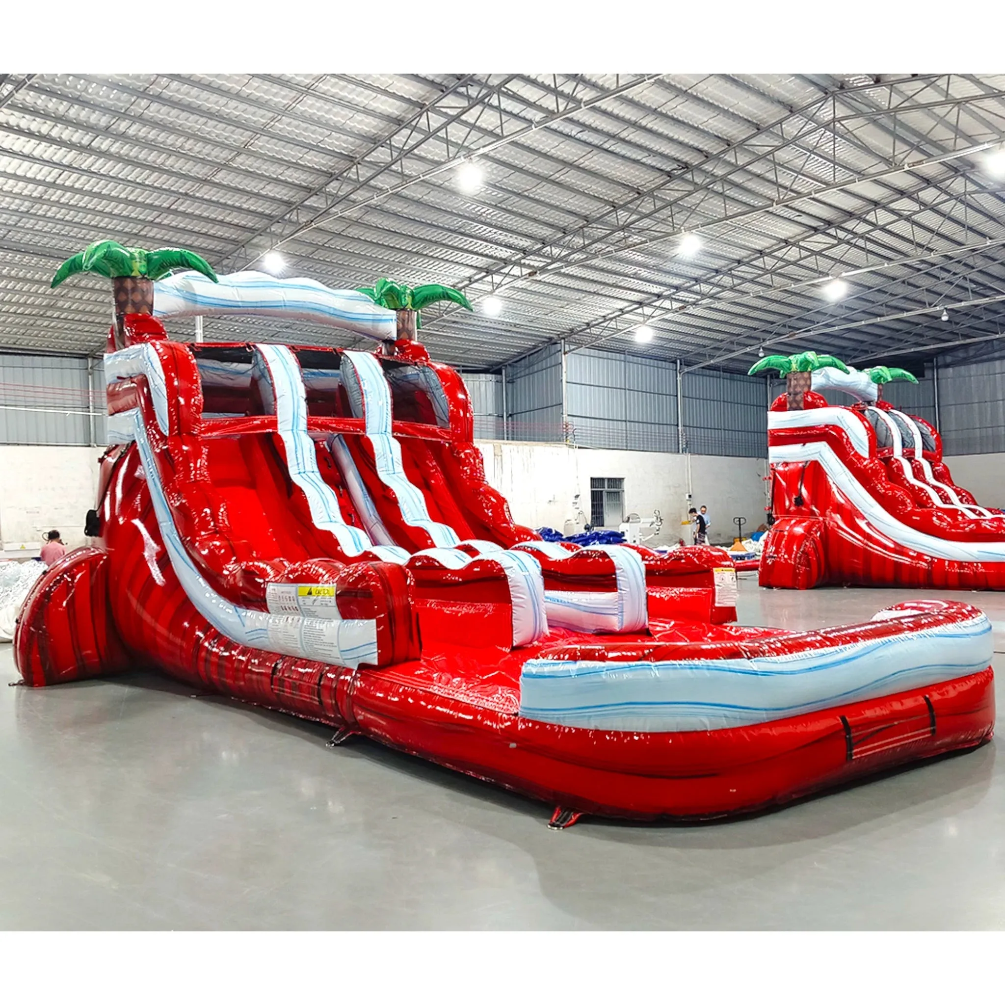 15ft Crimson Bay Dual Lane Center Climb Inflatable Water Slide