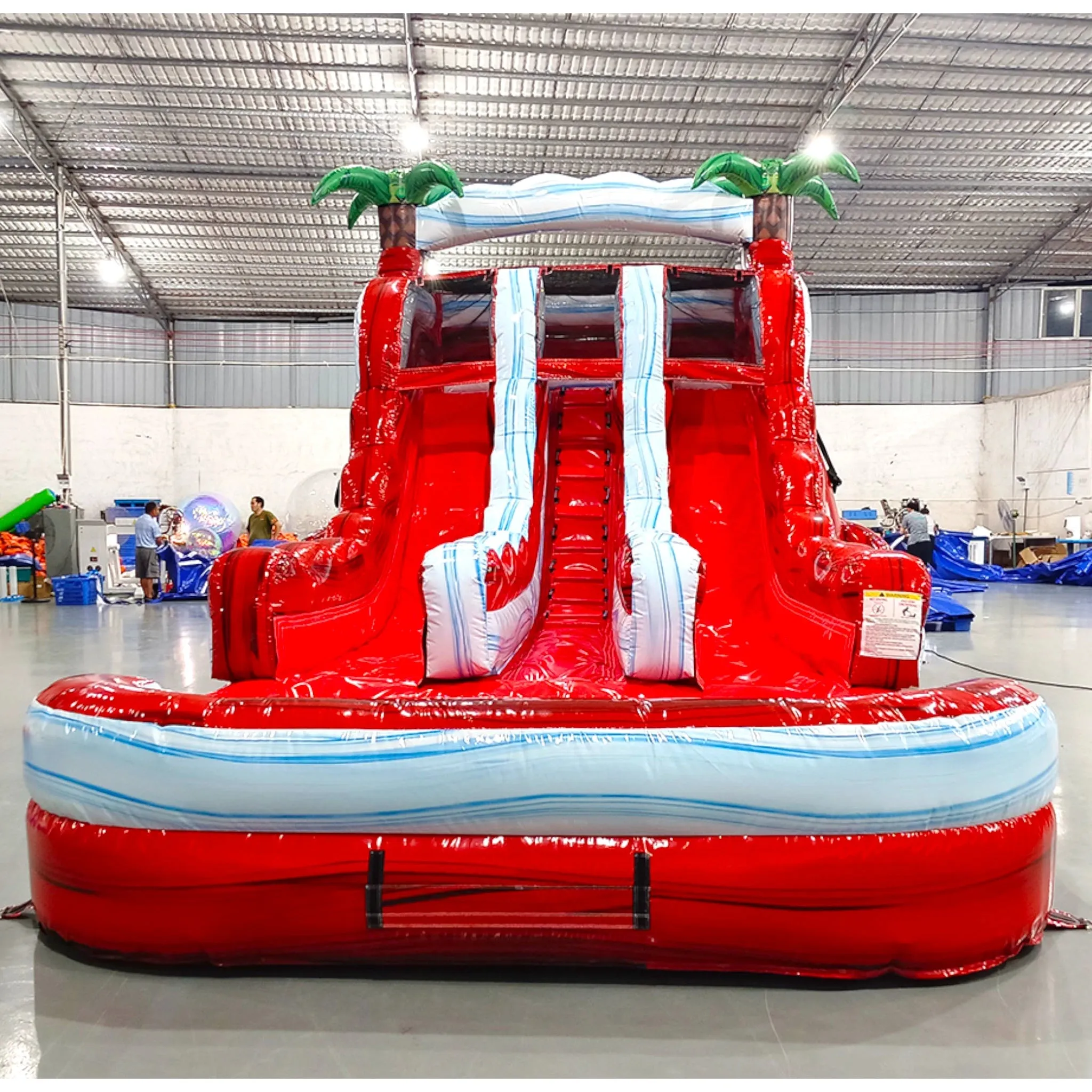 15ft Crimson Bay Dual Lane Center Climb Inflatable Water Slide
