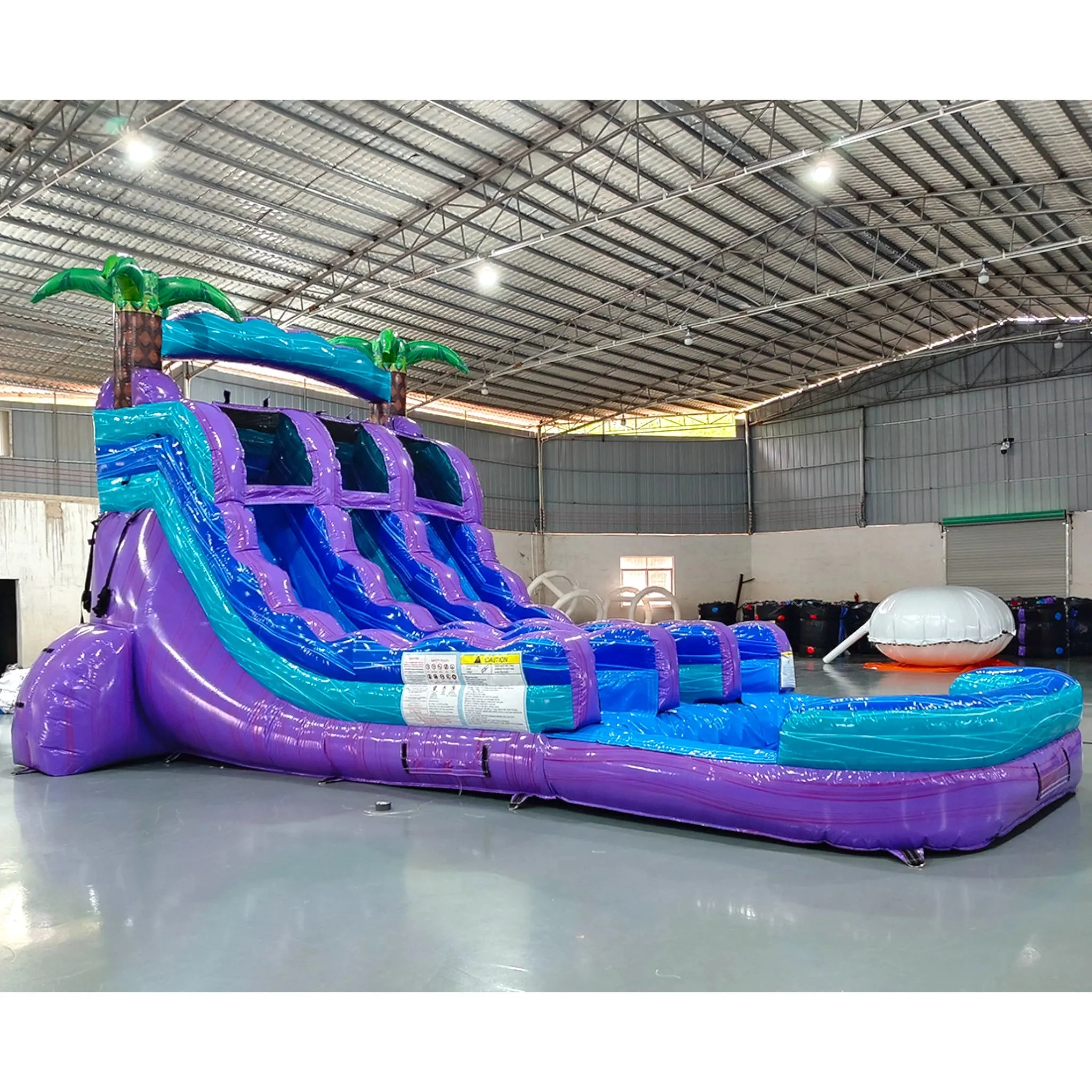 15ft Purple Plunge Dual Lane Center Climb Inflatable Water Slide