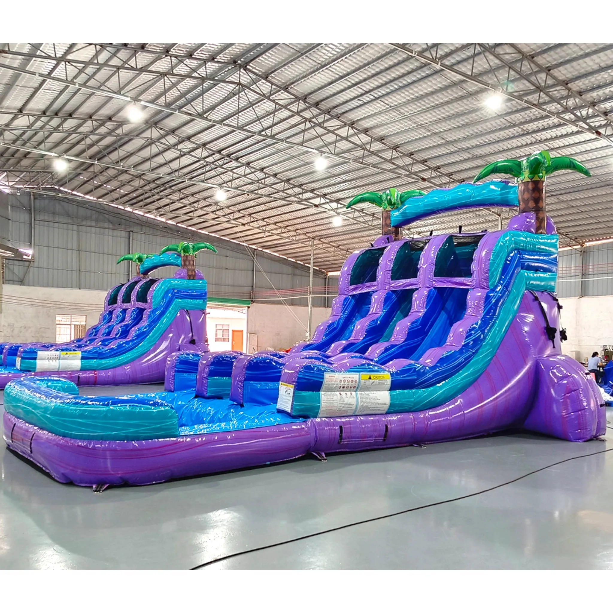 15ft Purple Plunge Dual Lane Center Climb Inflatable Water Slide