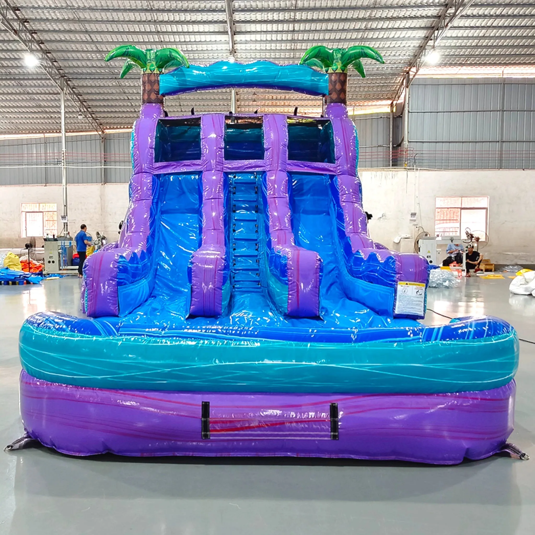 15ft Purple Plunge Dual Lane Center Climb Inflatable Water Slide