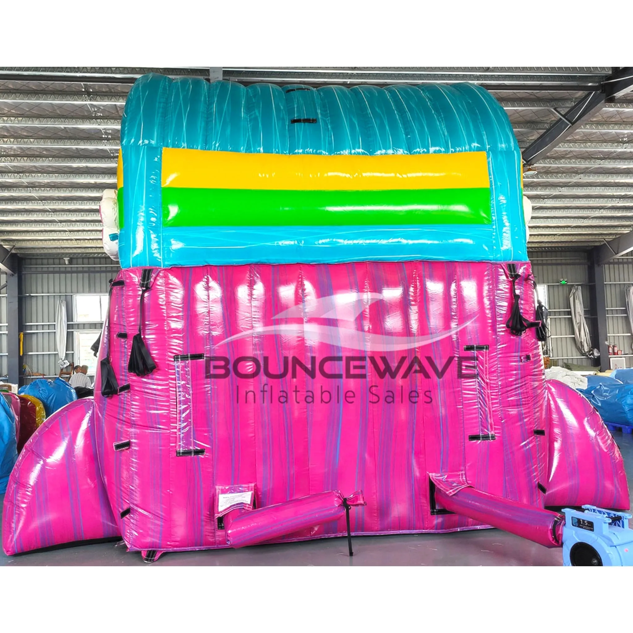 15ft Summer Luau Dual Lane Center Climb Inflatable Water Slide