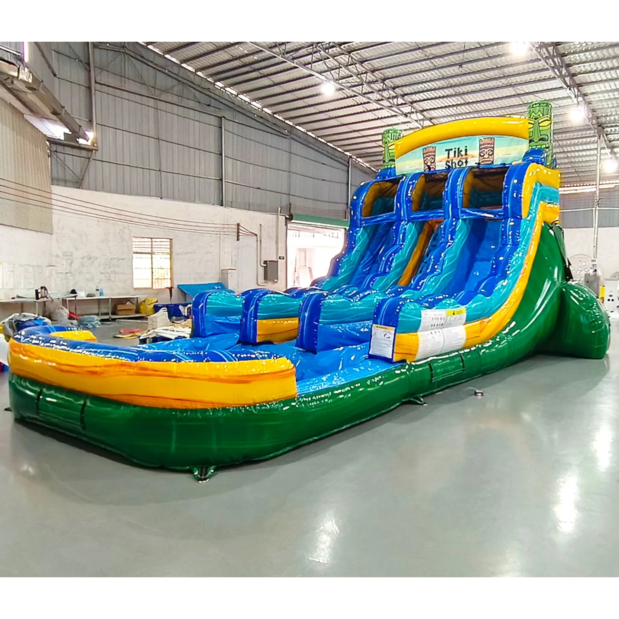 15ft Tiki Shot Dual Lane Center Climb Inflatable Water Slide