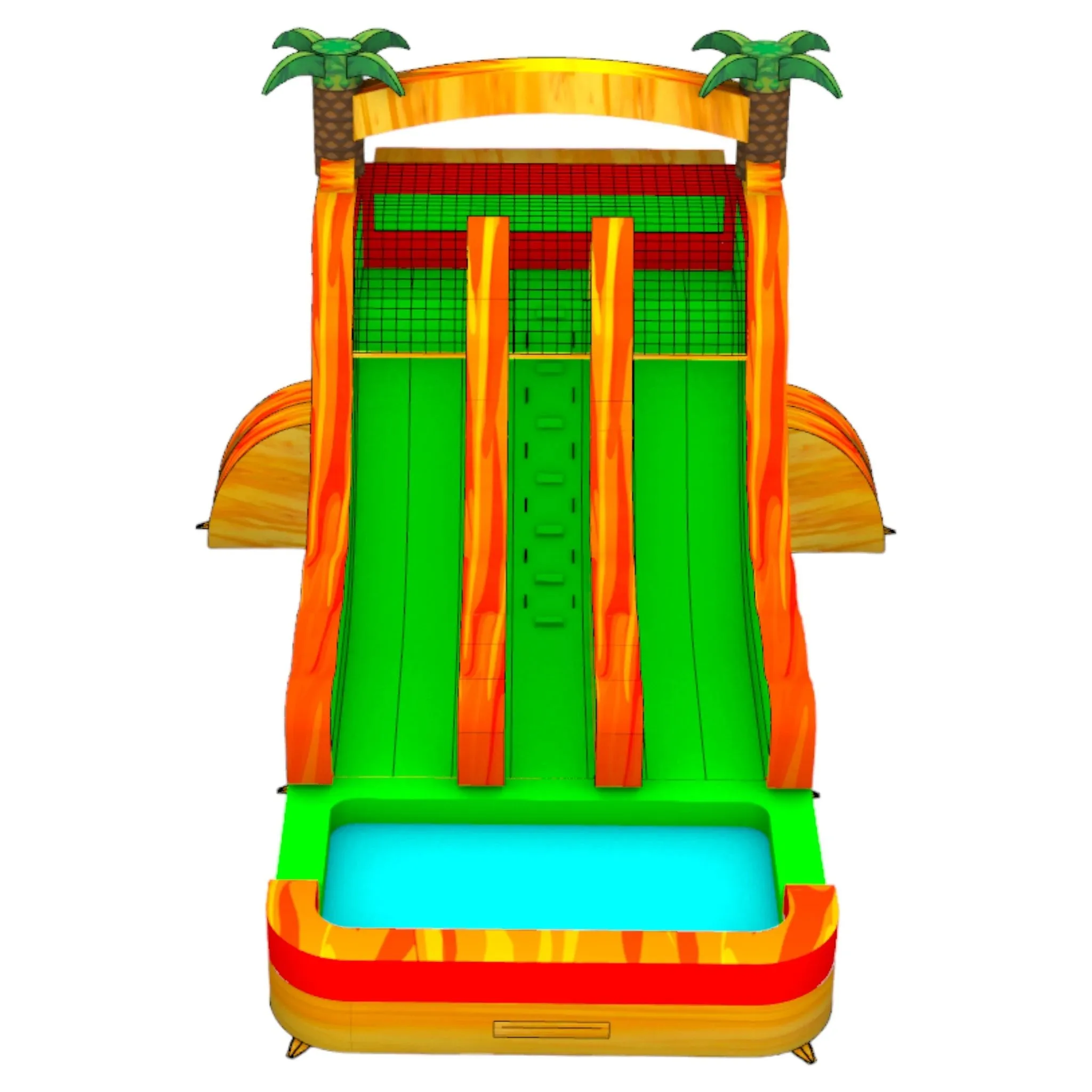 15ft Trop Inferno Dual Lane Center Climb Inflatable Water Slide