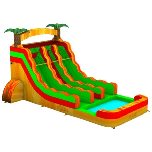 15ft Trop Inferno Dual Lane Center Climb Inflatable Water Slide