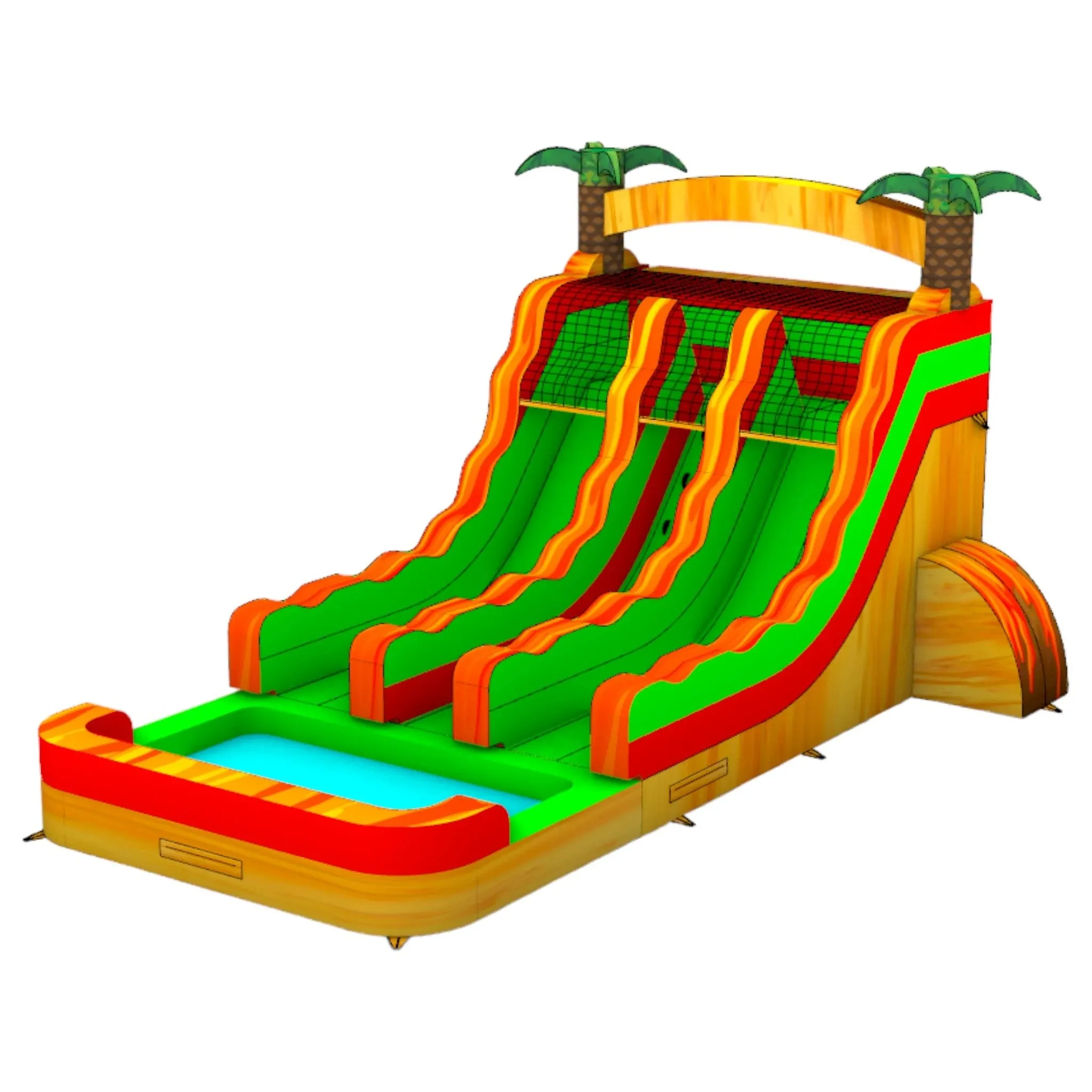 15ft Trop Inferno Dual Lane Center Climb Inflatable Water Slide