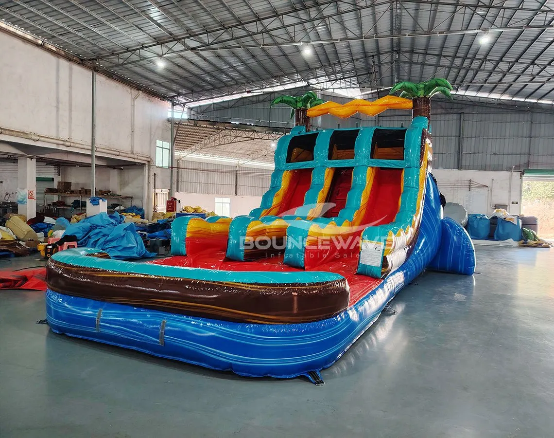 15ft Tropic Shock Dual Lane Center Climb Inflatable Water Slide
