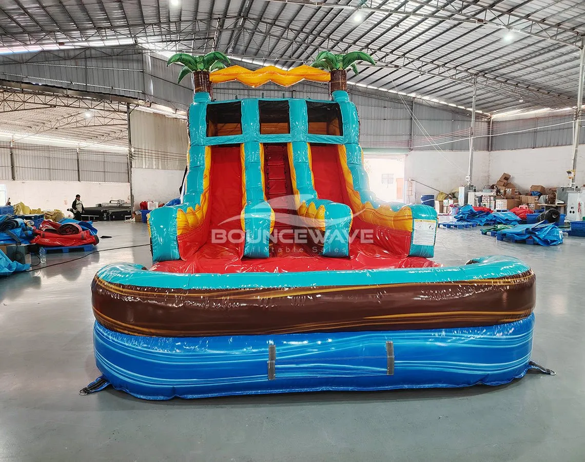 15ft Tropic Shock Dual Lane Center Climb Inflatable Water Slide