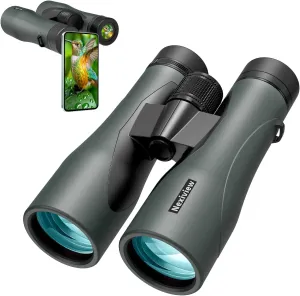 15x52 HD Binoculars for Adults High Powered with Upgraded Phone Adapter - Large & Bright View, Lightweight, IPX7 Waterproof - Binoculars for Hunting Bird Watching Travel