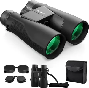 15x56 HD Binoculars for Adults High Powered: Deesoo Waterproof Binoculars for Hunting with Large View- Professional Binocular for Bird Watching Travel Hunting Stargazing,Black
