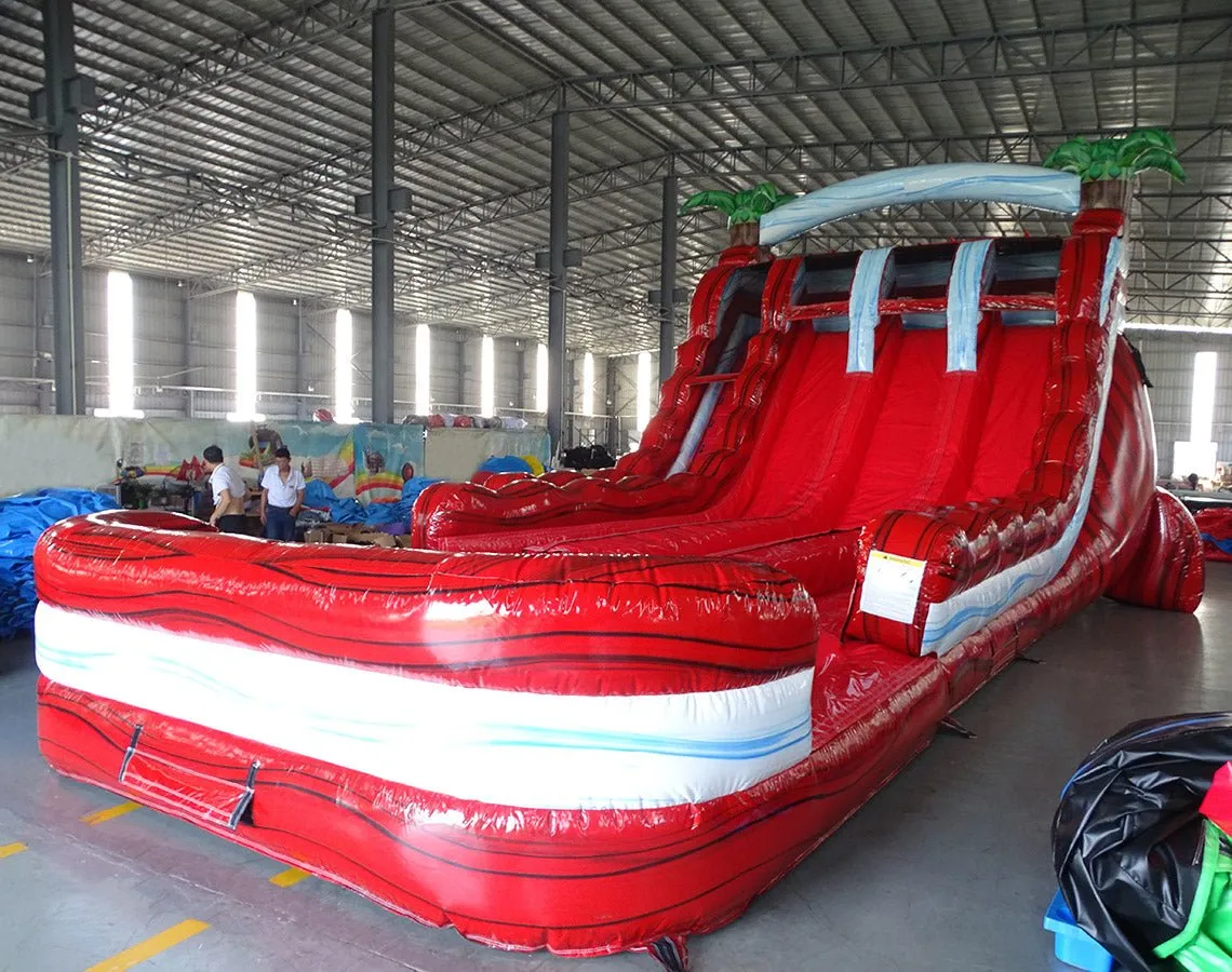 18ft Crimson Bay Hybrid Triple Lane Inflatable Water Slide