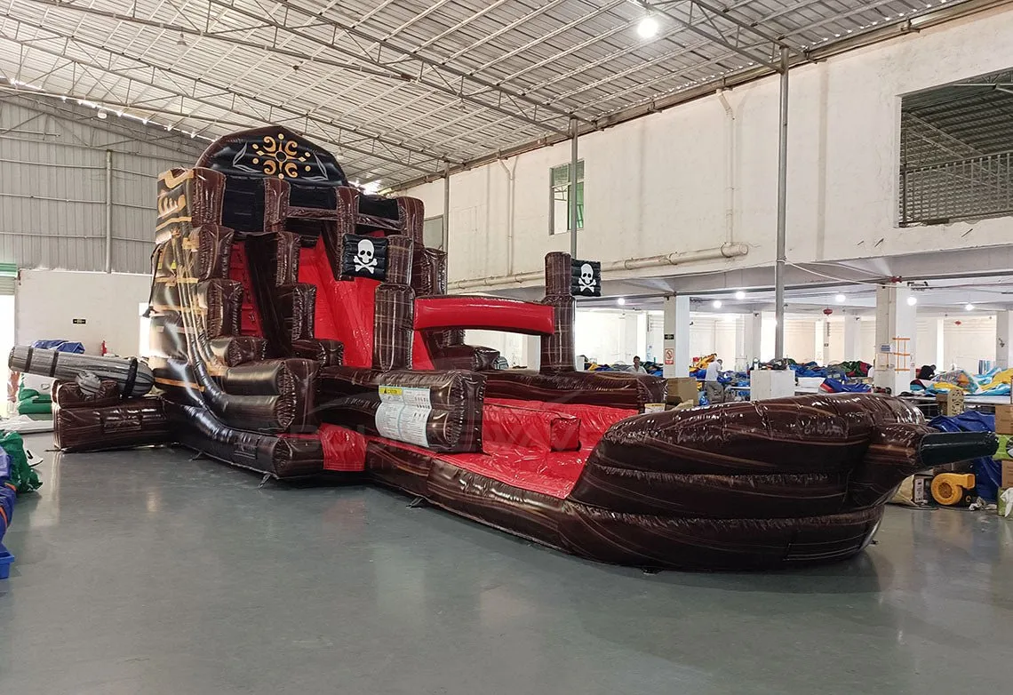 18ft Pirate Ship Dual Lane Hybrid Inflatable Water Slide
