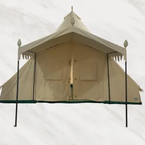 19.68x13.1ft Canvas Bell Tent – 4-Season Glamping Yurt for Family Camping, Outdoor Hunting, Heavy Cotton Canvas with 8.53x6.56ft Porch (Beige, British)