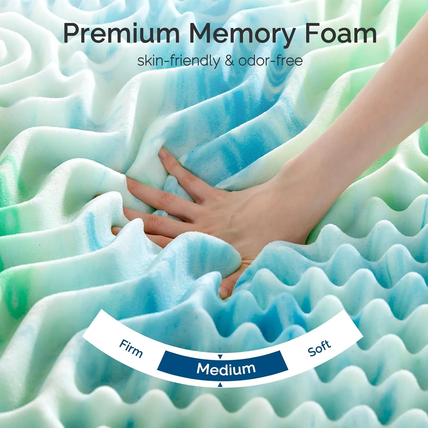 2 Inch 7-Zone Twin Memory Foam Mattress Topper Egg Crate Cooling Gel Infused Mattress Pad Bed Topper for Pressure Relief and Back Pain Soft & Breathable, CertiPUR-US Certified