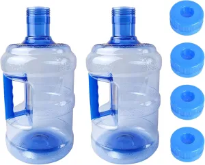 2 PCS 2 gallon water bottle jug PET Plastic gallon bottle with handle 4 Gallon Portable Water jugs Containers Reusable Large Capacity Water Bottle for Camping Outdoor Travel Gym Use