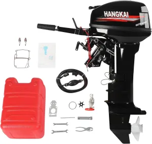2 Stroke 18HP Outboard Motor Boat Engine, Powerful 246CC 4500-5500RPM Short Shaft Fishing Boat Motor w/Water Cooling CDI for Inflatable Fishing Boats Water Sport Tools