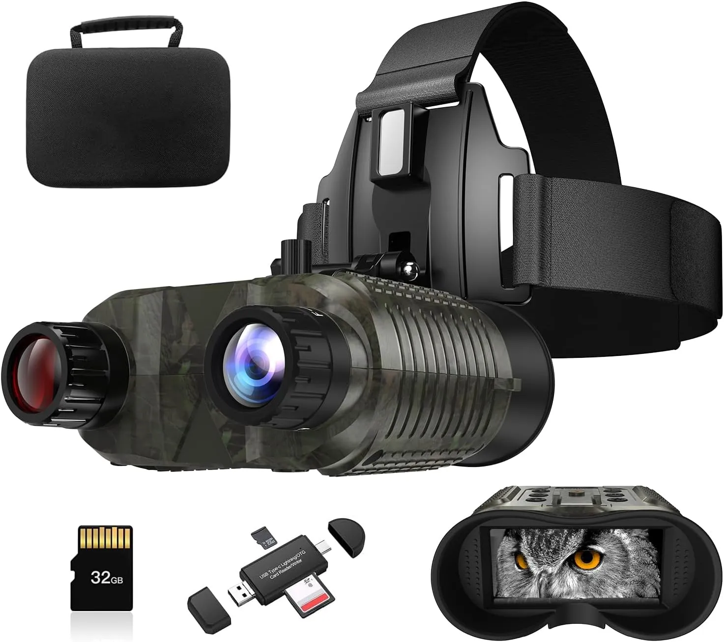[2025 Upgrade] 4K Head-Mounted Digital Infrared Night Vision Goggles for Adults, with 3" Screen 1312FT Compatible with Fast MICH Helmet for Long Range Airsoft Military Hunting Tactical Gear
