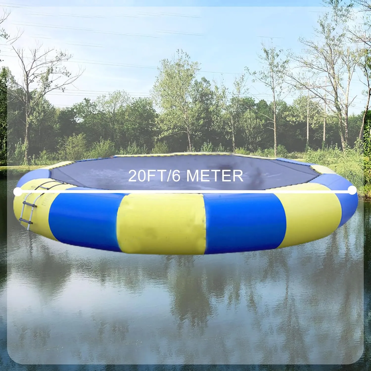 20FT/6Meter Inflatable Water Trampoline, Adult Kids Water Sports Round Jump Bed Floating Swim Platform with Electric Pump