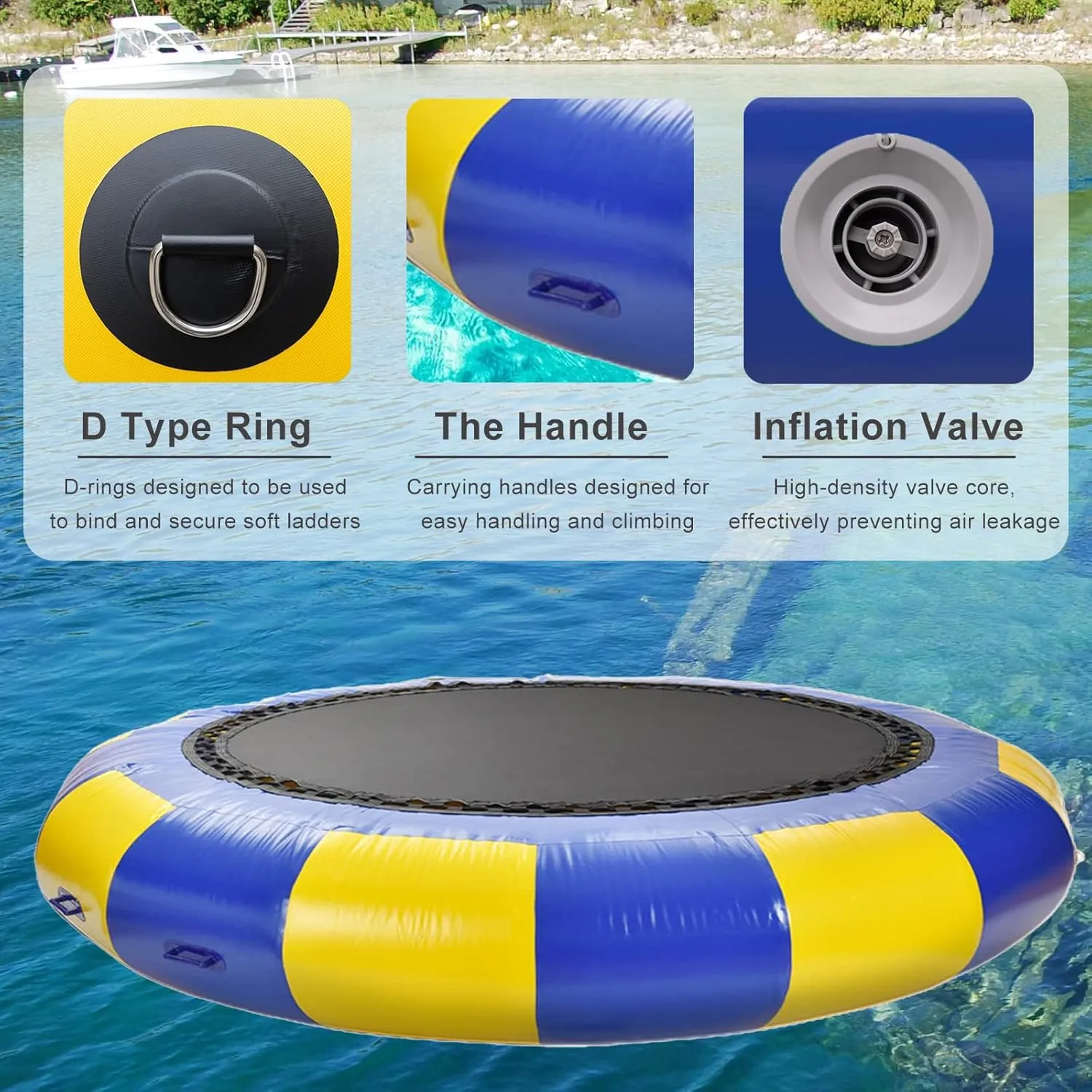 20FT/6Meter Inflatable Water Trampoline, Adult Kids Water Sports Round Jump Bed Floating Swim Platform with Electric Pump