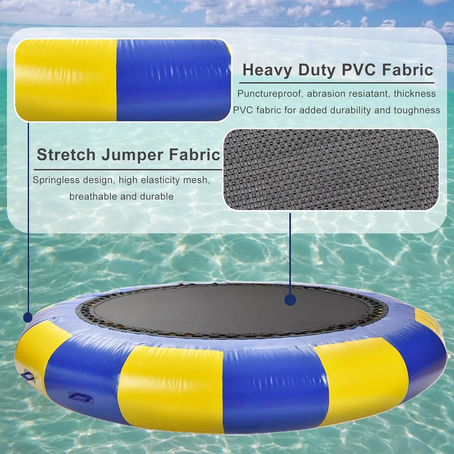 20FT/6Meter Inflatable Water Trampoline, Adult Kids Water Sports Round Jump Bed Floating Swim Platform with Electric Pump