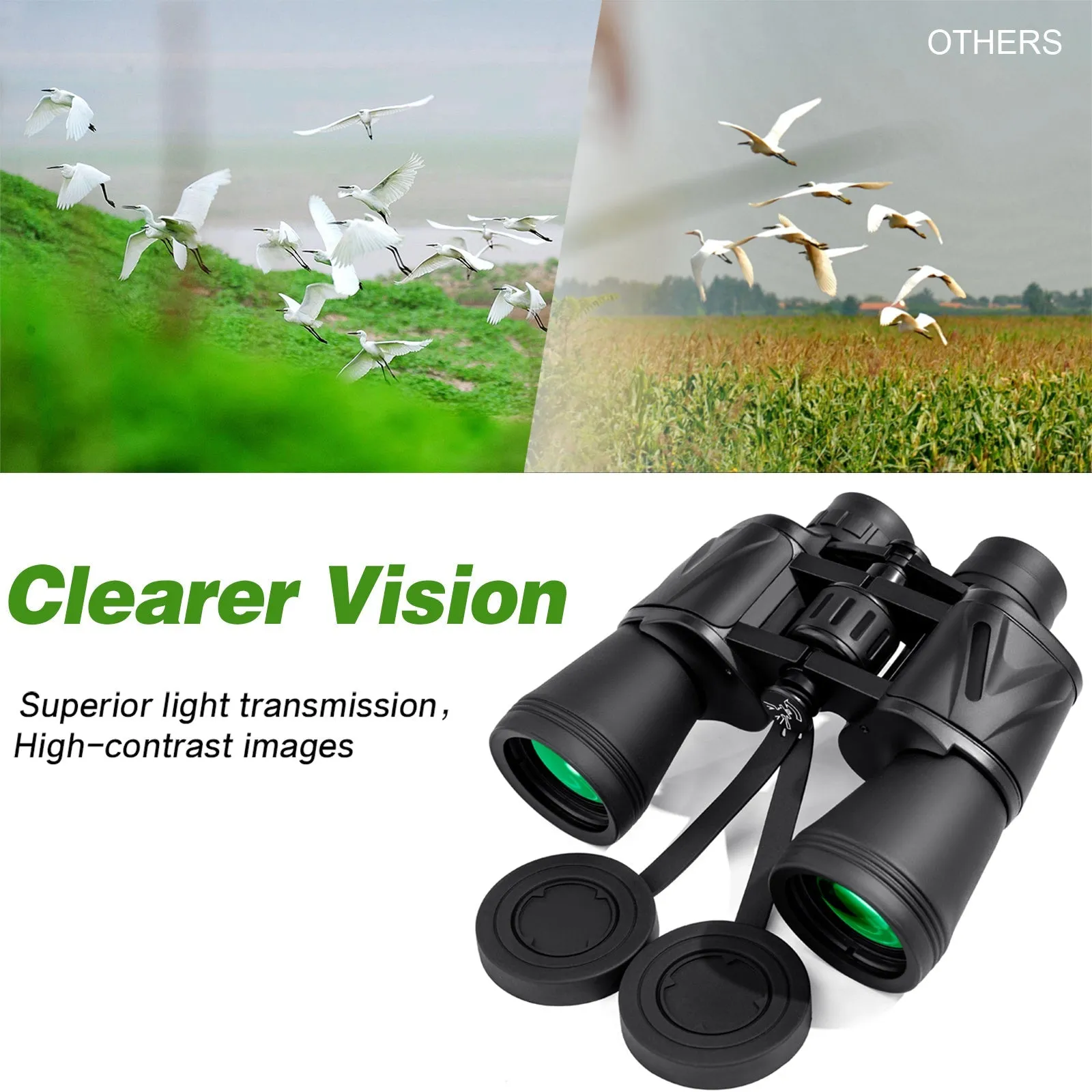 20x50 High Power Military Binoculars, Compact HD Professional/Daily Waterproof Binoculars Telescope for Adults Bird Watching Travel Hunting Football-BAK4 Prism FMC Lens-with Case and Strap (20X50)