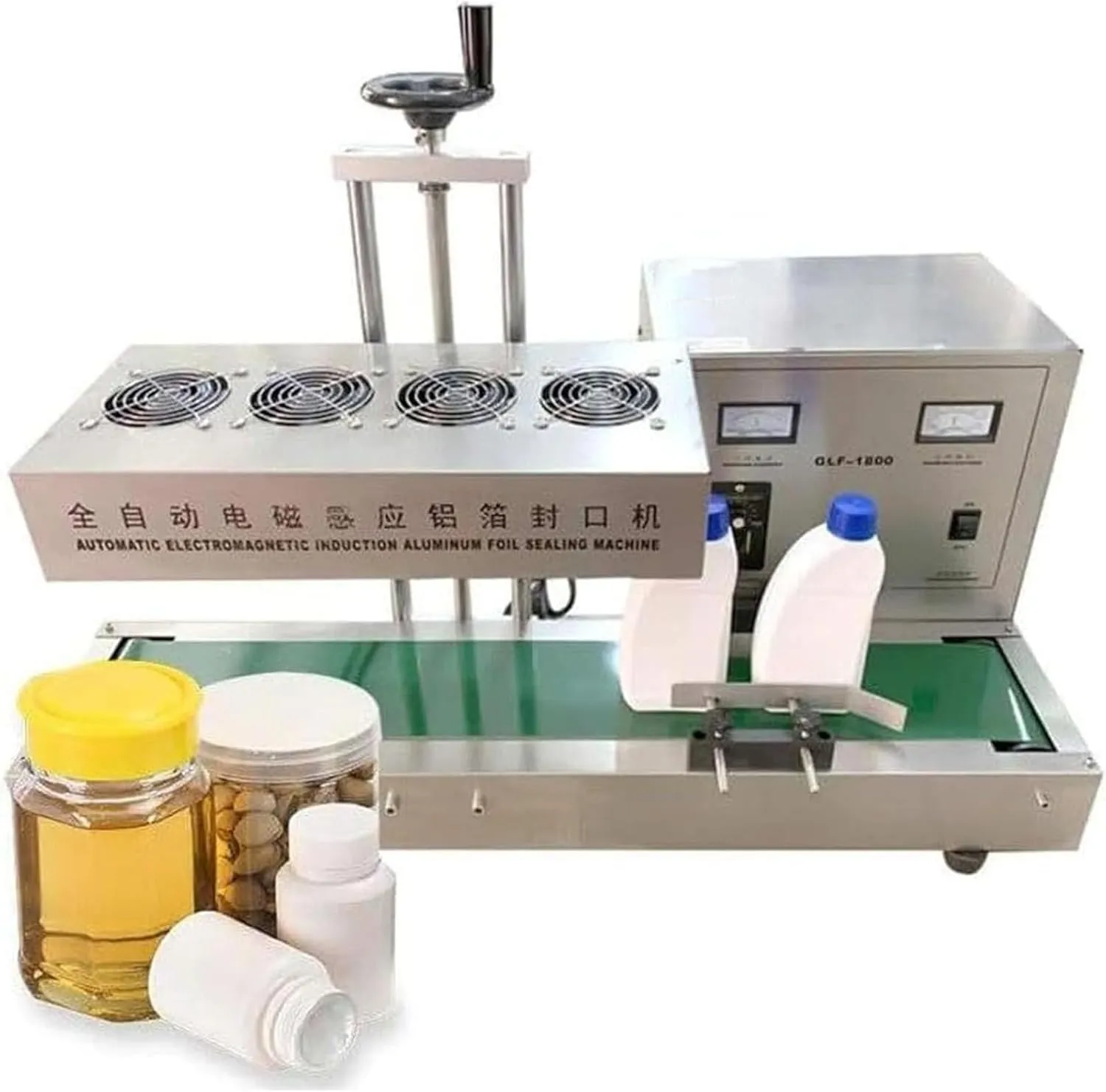 2200W Automatic Aluminum Foil Sealing Machine Continuous Electromagnetic Induction Band Bag Sealer Plastic Bottle Cap Sealer Auto Continuous Sealing Machine,15-85mmdiameter